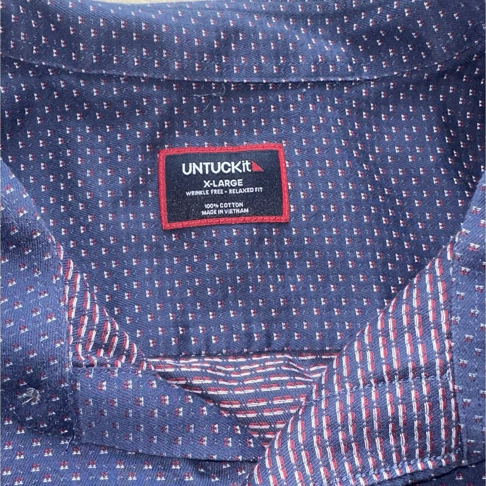 UNTUCKit Rigby Mens XL Wrinkle Free Cotton Long Sleeve Button Down Shirt Navy - Picture 4 of 12